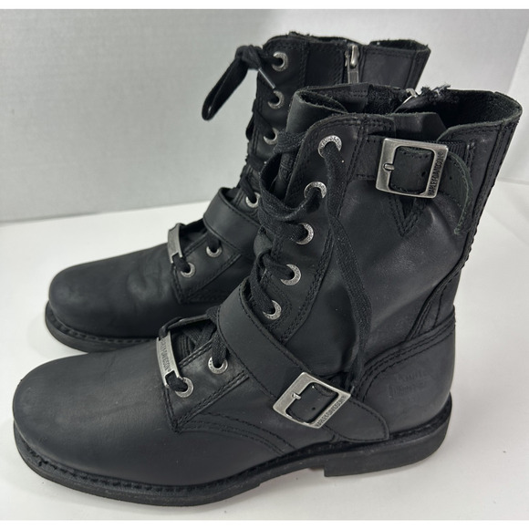 Harley Davidson Ranger 8” Black Leather Zip Lace Buckle Motorcycle Boot Mens 9 M - Picture 6 of 16